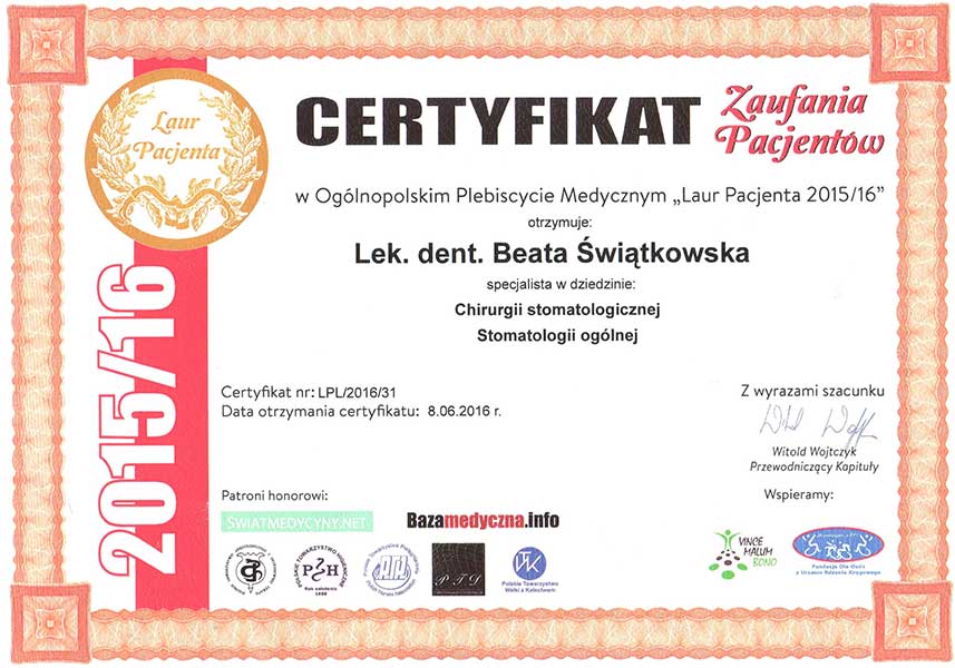 Certyfikat Zaufania Pacjentów